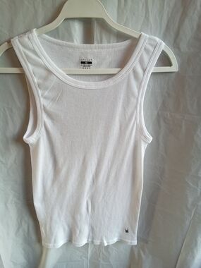 Spyder White Ribbed Tank Top Sleeveless Scoop Neck M